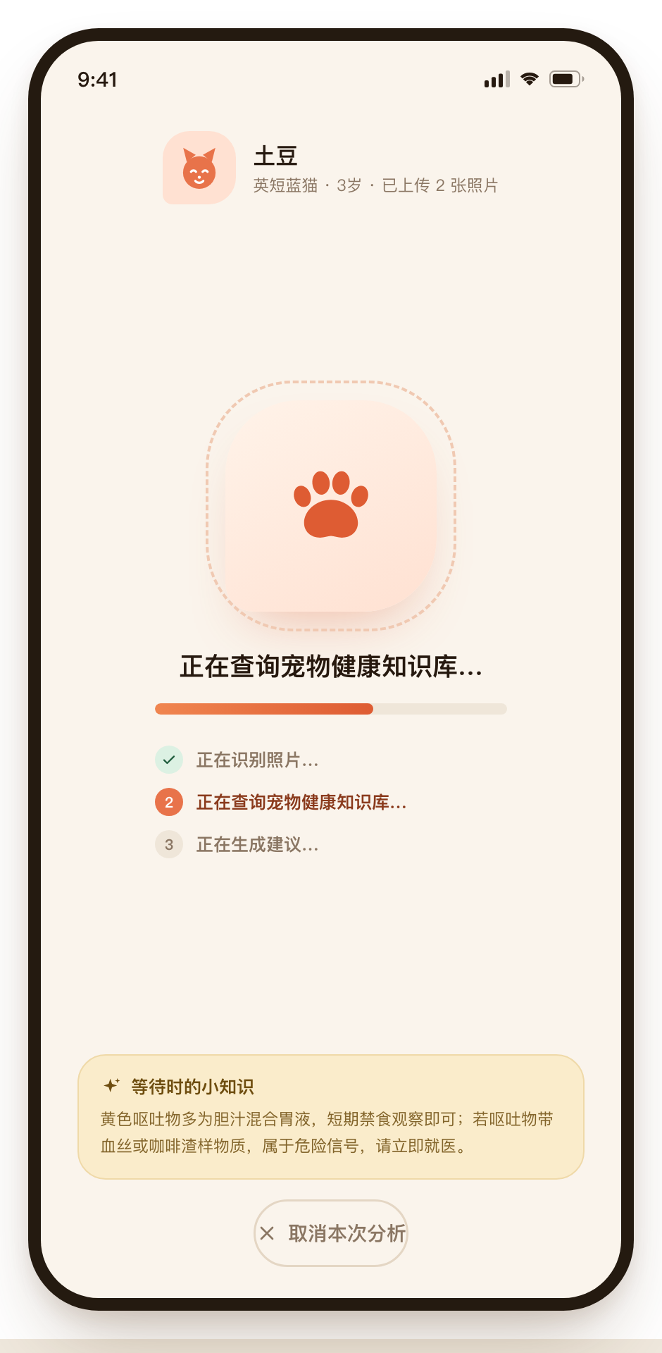 分析中：爪印加载动画